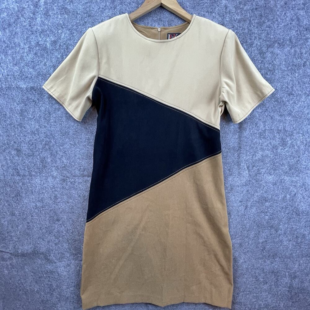Vintage R &‎ K Originals Dress 8 Tan Color Block Career Office Business Neutral